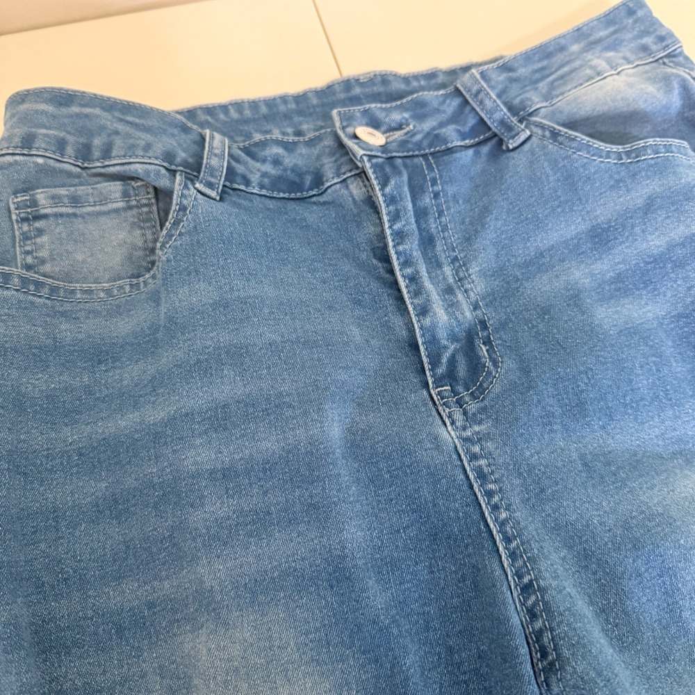 Womens High Waisted Distressed Flare Jeans Medium Wash Bell Bottom Size 12